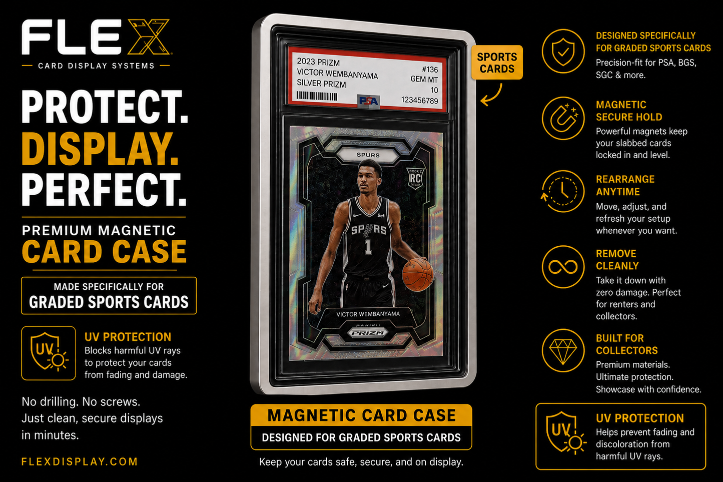 FlexDisplay Graded Sports Card Display System (6 Displays)