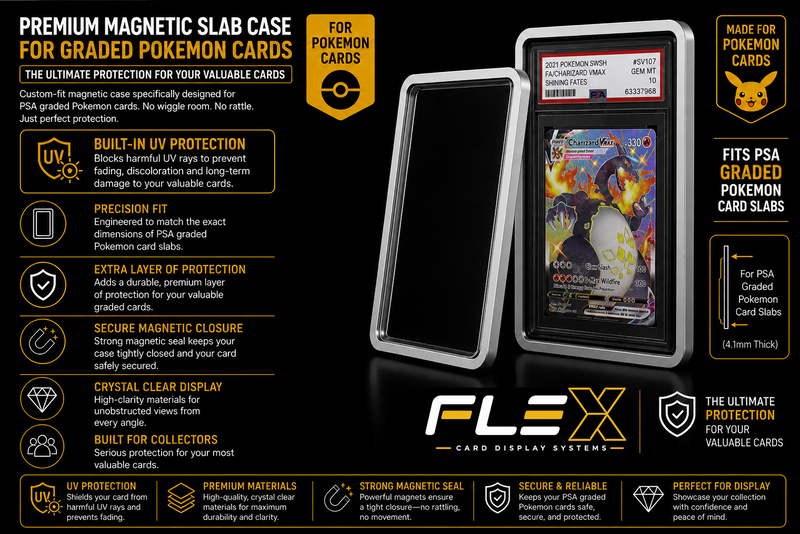 FlexDisplay Graded Pokémon Card Display System (6 Displays)